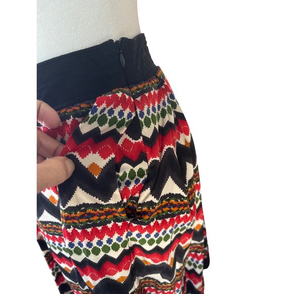 Fei Anthropologie Skirt‎ Size 6 Aztec Color Block Geo Print Full Pleated Lined - Picture 3 of 9